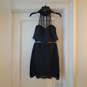 Teeze Me Black Sequin Lace Dress